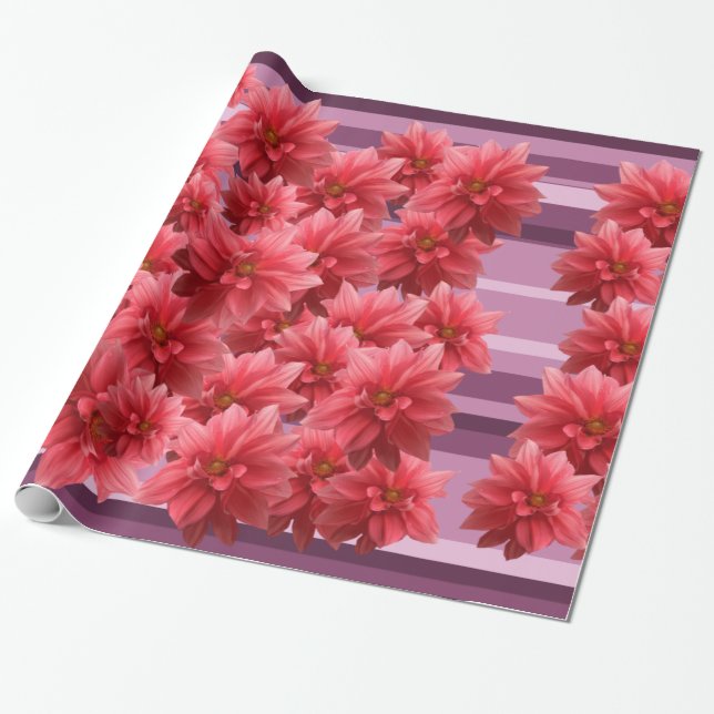 Papier Cadeau Papier d'enveloppement de fleurs roses (Déroulé)