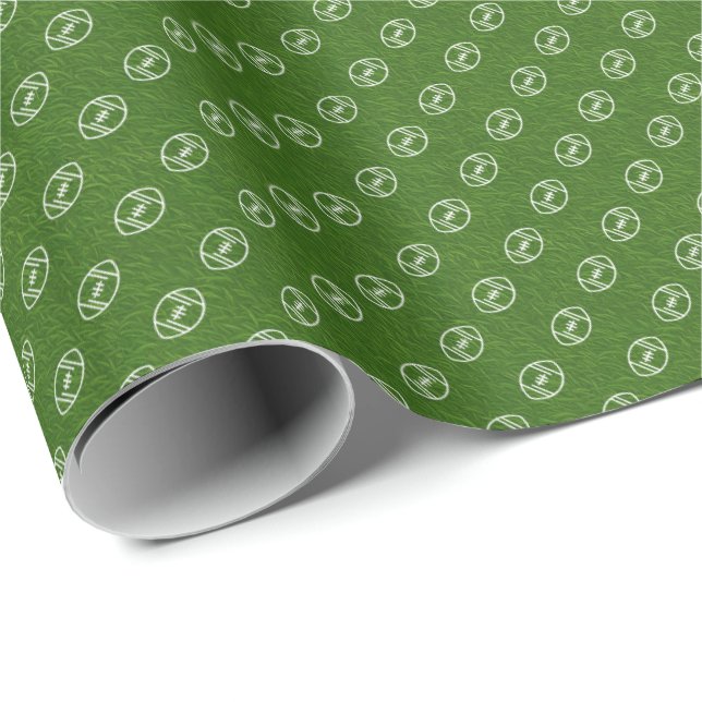 Papier Cadeau Papier d'enveloppement de football vert vibrant (Coin rond)