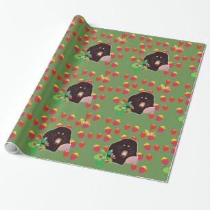 Papier Cadeau Papier d'enveloppement de fraises de taupe
