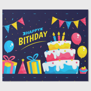 Papier Cadeau Papier d'enveloppement de gâteaux d'anniversaire c