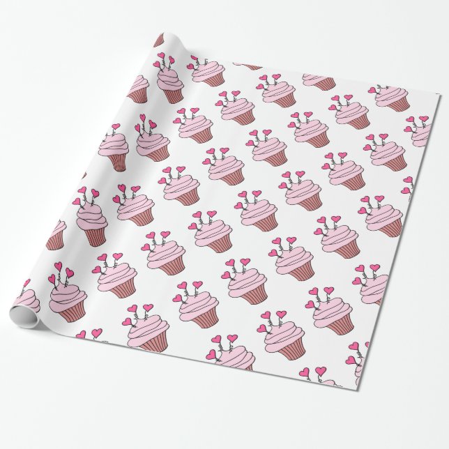 Papier Cadeau Papier d'enveloppement de gâteaux de coeur rose et (Déroulé)