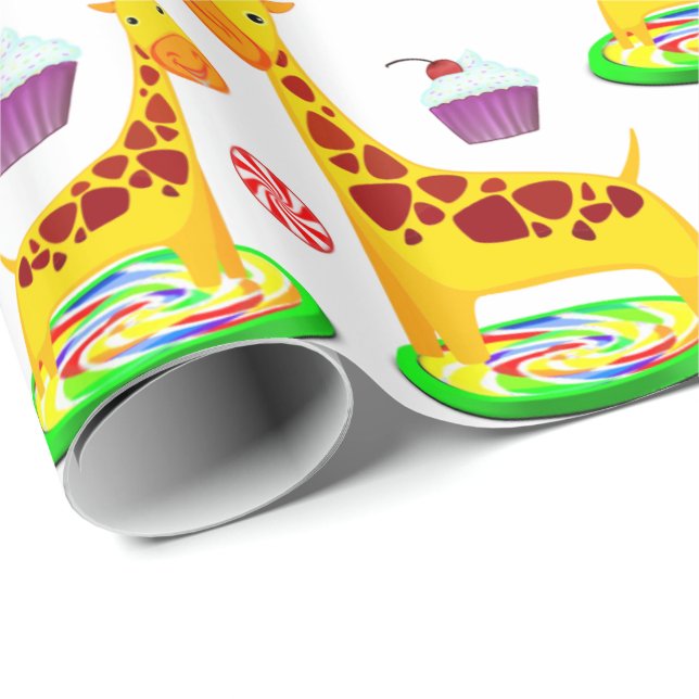 Papier Cadeau Papier d'enveloppement de girafe (Coin rond)