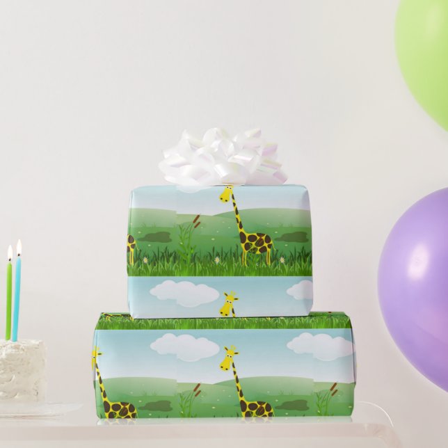 Papier Cadeau Papier d'enveloppement de Giraffe pour enfants mig (Cadeaux de fête)