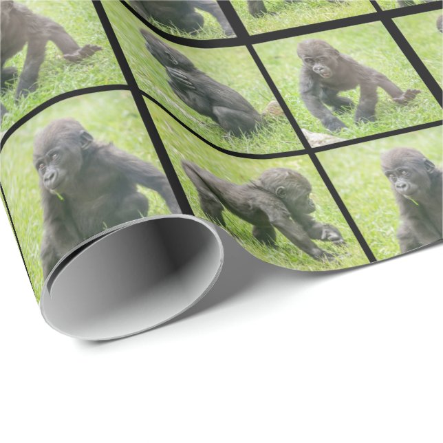 Papier Cadeau Papier d'enveloppement de Gorilla (Coin rond)