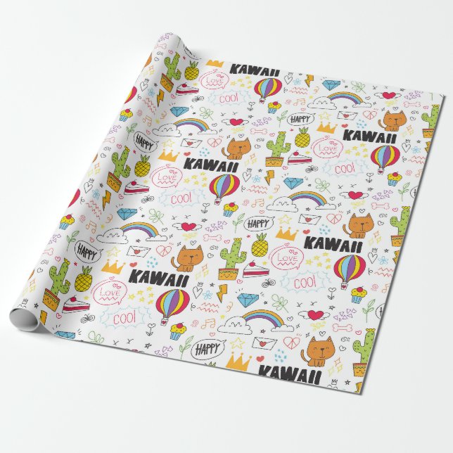 Papier Cadeau Papier d'enveloppement de gribouillis (Déroulé)