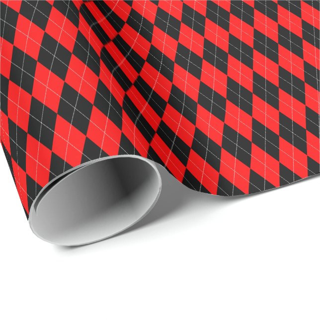 Papier Cadeau Papier d'enveloppement de Jacquard rouge et noir (Coin rond)