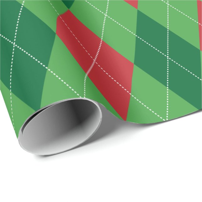 Papier Cadeau Papier d'enveloppement de Jacquard rouge et vert e (Coin rond)