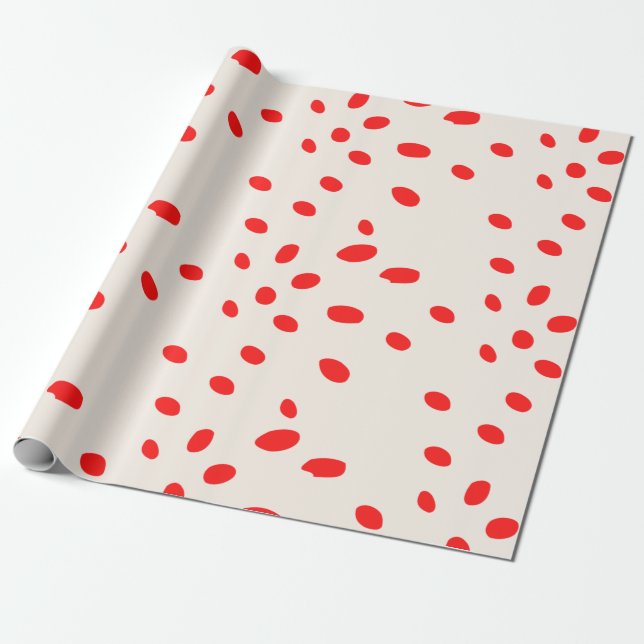 Papier Cadeau Papier d'enveloppement de jour férié rouge et crèm (Déroulé)