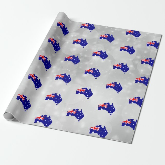 Papier Cadeau Papier d'enveloppement de la carte du drapeau aust (Déroulé)