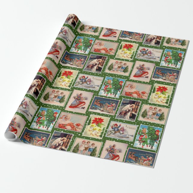 Papier Cadeau Papier d'enveloppement de la carte postale de Noël (Déroulé)