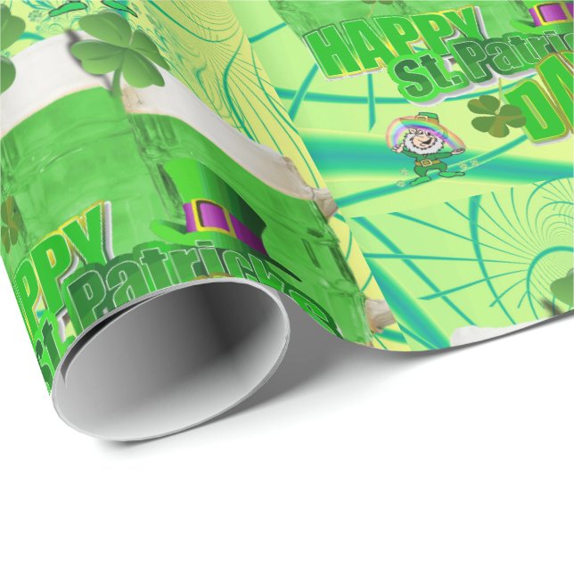 Papier Cadeau Papier d'enveloppement de la Saint-Patrick (Coin rond)