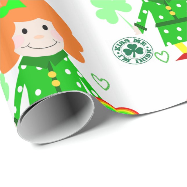Papier Cadeau Papier d'enveloppement de la Saint-Patrick (Coin rond)