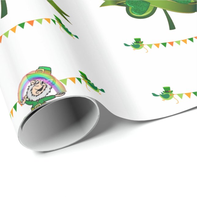 Papier Cadeau Papier d'enveloppement de la Saint-Patrick (Coin rond)