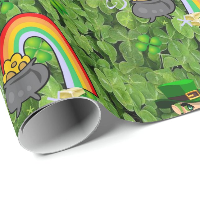 Papier Cadeau Papier d'enveloppement de la Saint-Patrick (Coin rond)