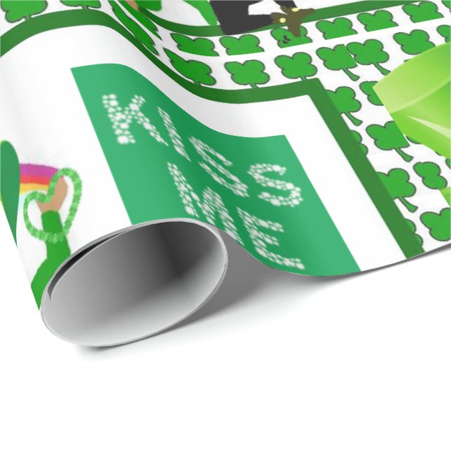 Papier Cadeau Papier d'enveloppement de la Saint-Patrick (Coin rond)