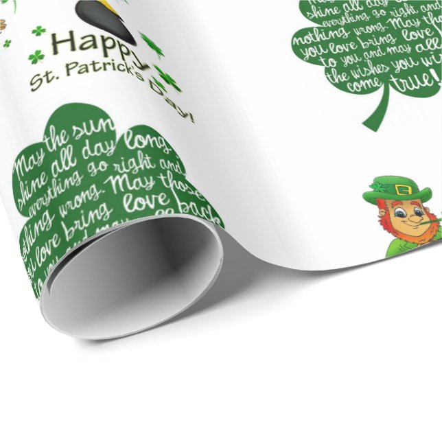 Papier Cadeau Papier d'enveloppement de la Saint-Patrick (Coin rond)
