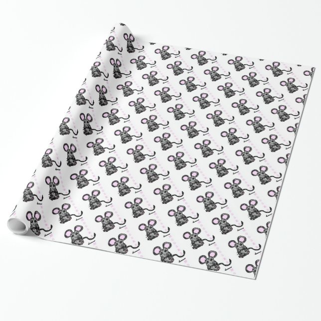 Papier Cadeau Papier d'enveloppement de la souris Cute Mooska (Déroulé)
