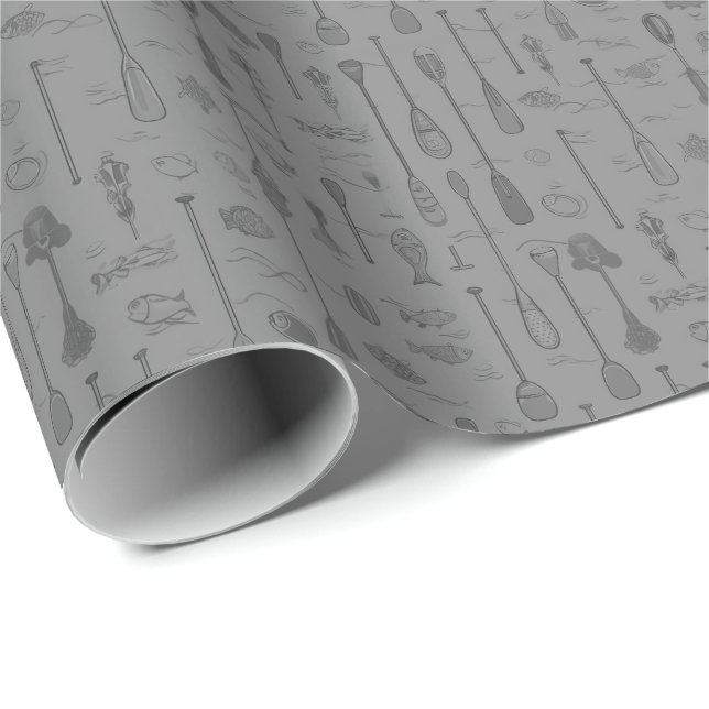 Papier Cadeau Papier d'enveloppement de la vie du lac - Monochro (Coin rond)