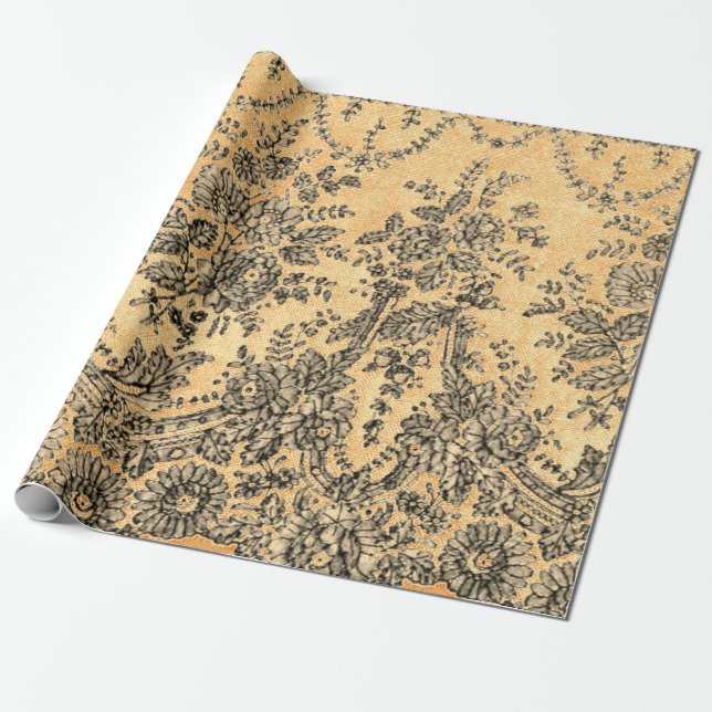 Papier Cadeau Papier d'enveloppement de LACE NOIRE (Déroulé)