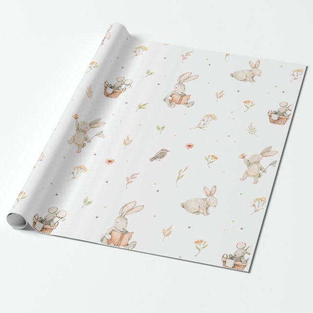 Papier Cadeau Papier d'enveloppement de lapin (Déroulé)