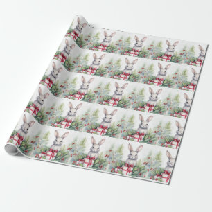 Papier Cadeau Papier d'enveloppement de lapin de Noël