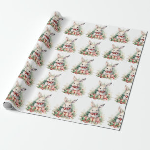 Papier Cadeau Papier d'enveloppement de lapin de Noël