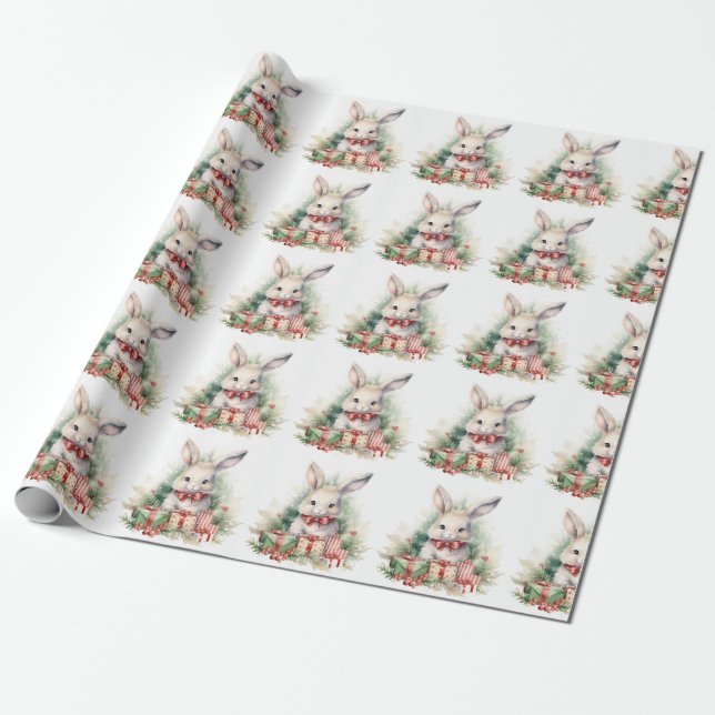 Papier Cadeau Papier d'enveloppement de lapin de Noël (Déroulé)