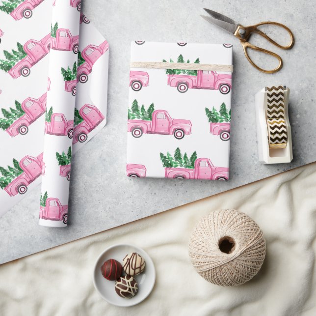 Papier Cadeau Papier d'enveloppement de l'arbre de Noël Pink Pic (Artisanat)