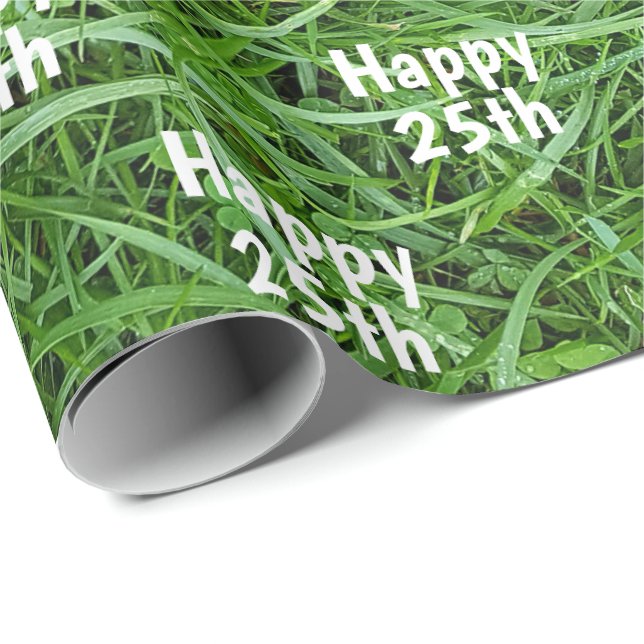 Papier Cadeau Papier d'enveloppement de l'herbe verte 25e annive (Coin rond)