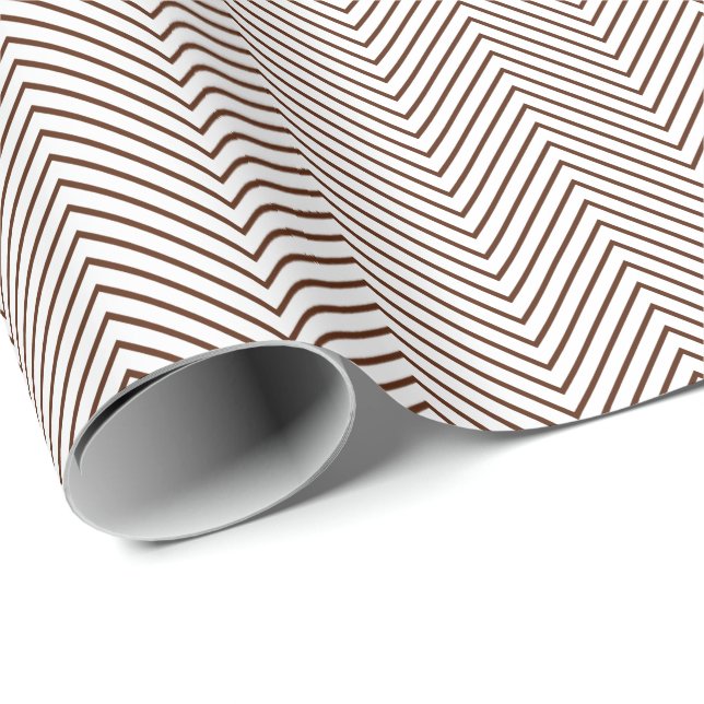 Papier Cadeau Papier d'enveloppement de ligne Chevron - Brown su (Coin rond)