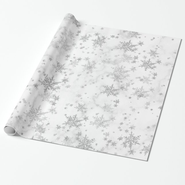 Papier Cadeau Papier d'enveloppement de Marbre blanc de flocons  (Déroulé)