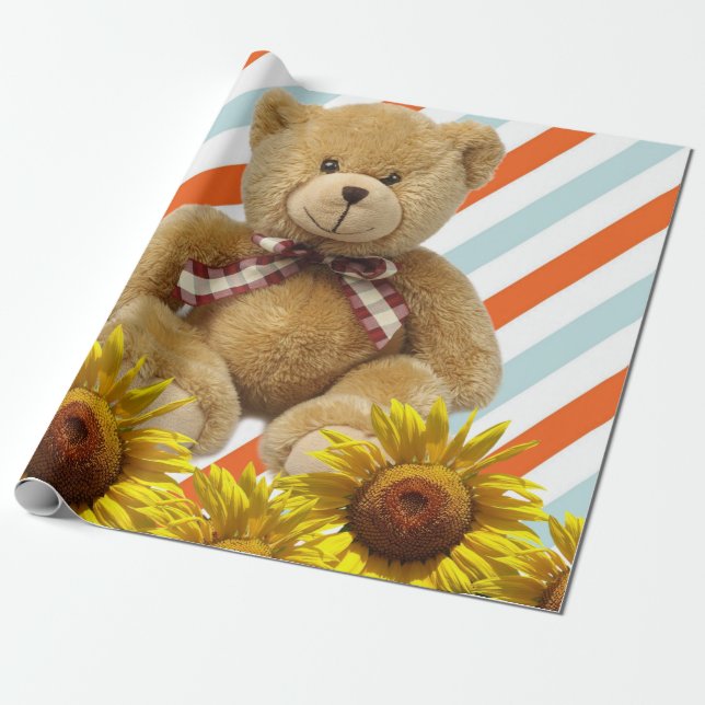 Papier Cadeau Papier d'enveloppement de matte Teddy Teddy Tourne (Déroulé)