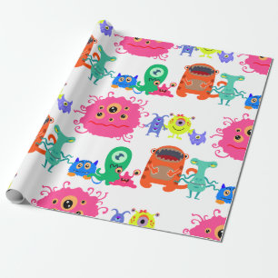 Papier Cadeau Papier d'enveloppement de monstre mignon