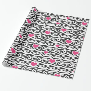 Papier Cadeau Papier d'enveloppement de motif zébré et de coeur