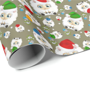 Papier Cadeau Papier d'enveloppement de mouton de Noël mignon de