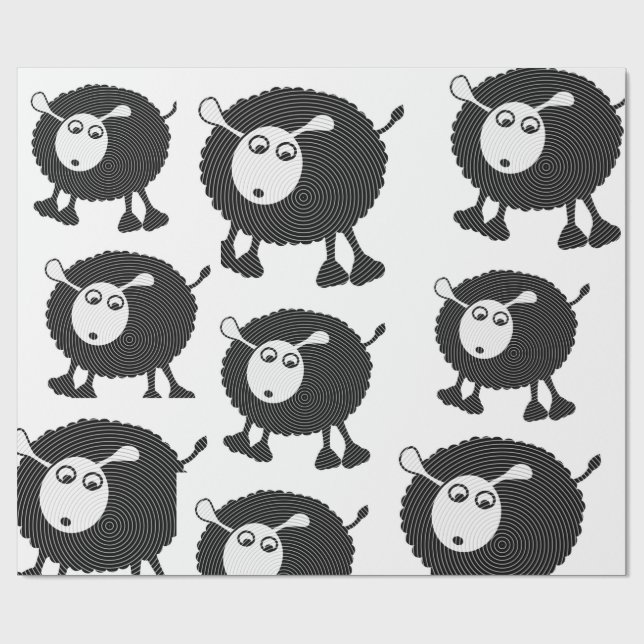 Papier Cadeau Papier d'enveloppement de mouton noir (Plat)