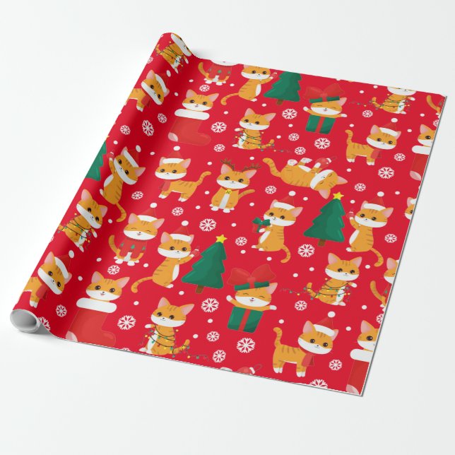 Papier Cadeau Papier d'enveloppement de Noël à la tablette orang (Déroulé)