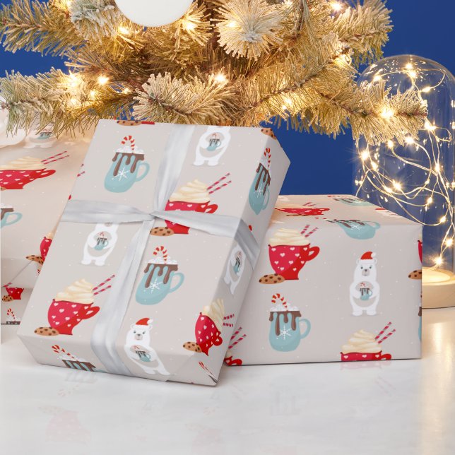 Papier Cadeau Papier d'enveloppement de Noël à l'ours polaire et (Vacances)
