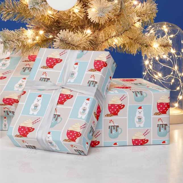 Papier Cadeau Papier d'enveloppement de Noël à l'ours polaire et (Vacances)