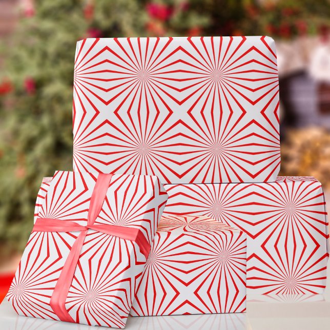 Papier Cadeau Papier d'enveloppement de Noël Abstrait rouge et b (Fun and funky red and white wrapping paper just for you.)
