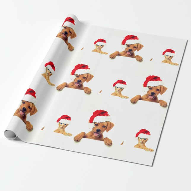 Papier Cadeau Papier d'enveloppement de Noël Amoureux des animau (Déroulé)