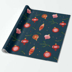 Papier Cadeau Papier d'enveloppement de Noël bleu foncé et rouge