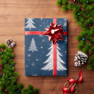 Papier Cadeau Papier d'enveloppement de Noël bleu nuit