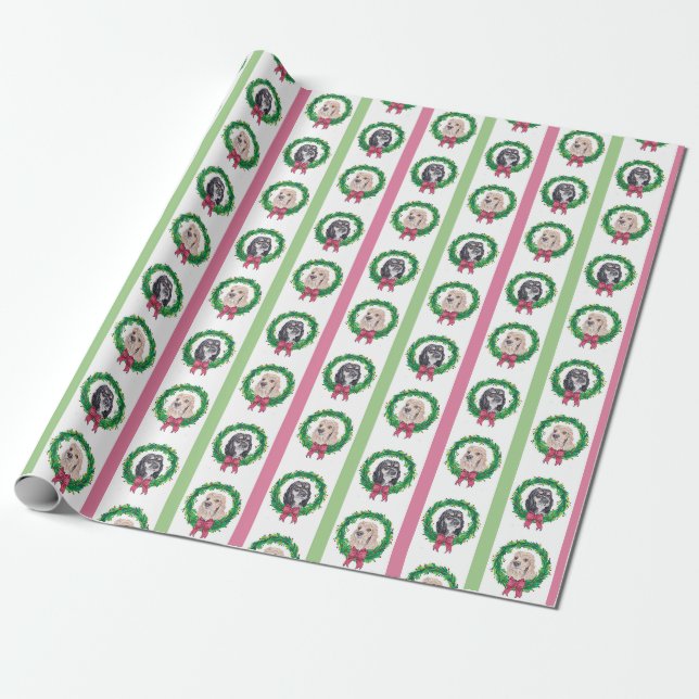 Papier Cadeau Papier d'enveloppement de Noël Cocker Spaniel (Déroulé)