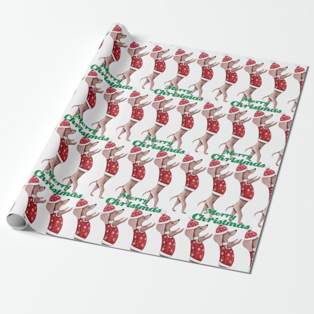 Papier Cadeau Papier d'enveloppement de Noël Dachshund (Déroulé)
