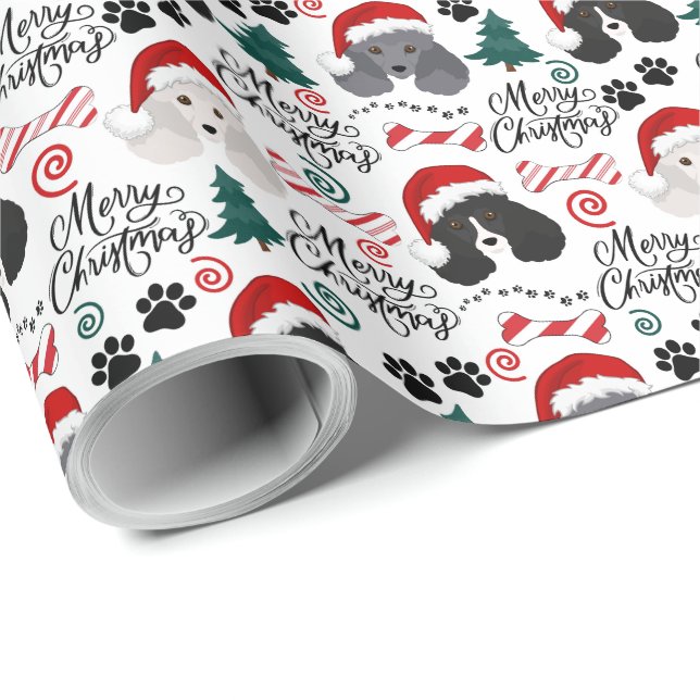 Papier Cadeau Papier d'enveloppement de Noël de caniche (Coin rond)