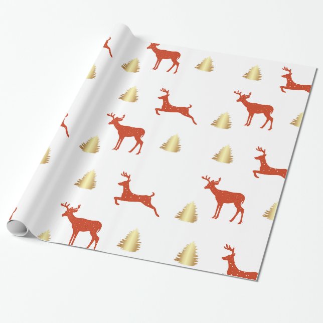 Papier Cadeau Papier d'enveloppement de Noël de cerfs (Déroulé)