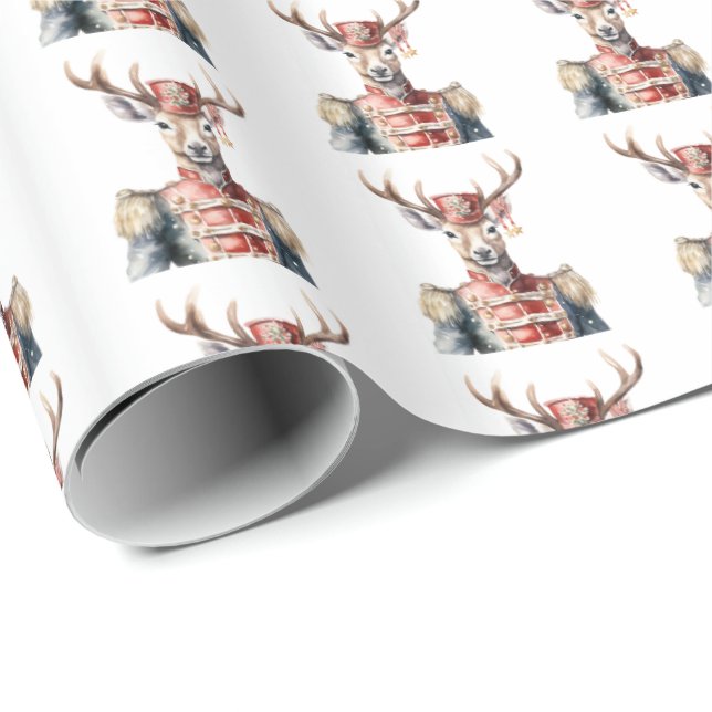 Papier Cadeau Papier d'enveloppement de Noël de cerfs d'animaux (Coin rond)
