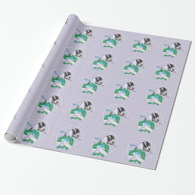 Papier Cadeau Papier d'enveloppement de Noël de chèvre nubienne  (Déroulé)
