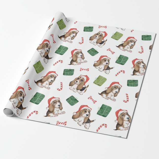 Papier Cadeau Papier d'enveloppement de Noël de chien de chien d (Déroulé)